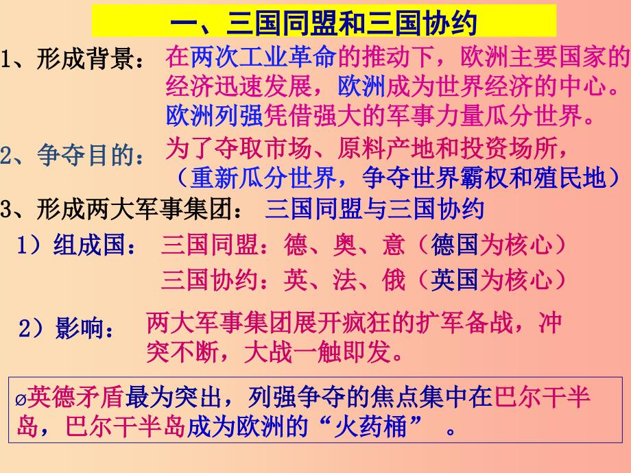 2019春九年级历史下册 第三单元 第一次世界大战和战后初期的世界复习课件 新人教版.ppt_第3页