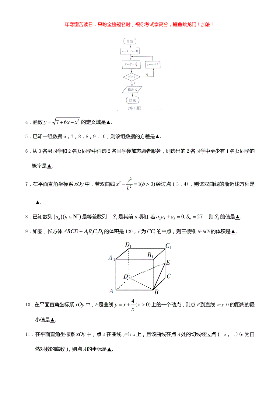 2019年江苏高考数学真题(含答案)_第2页