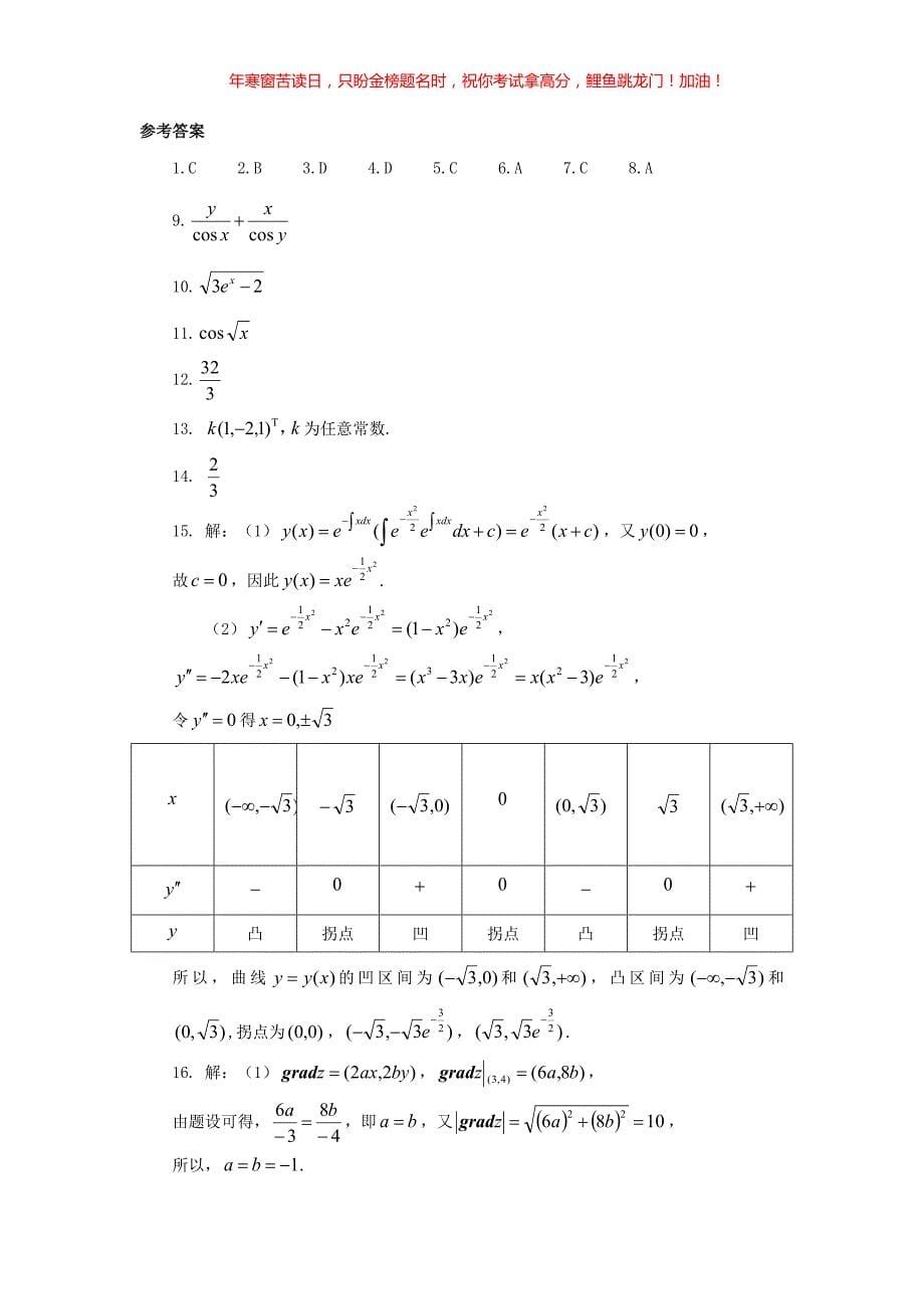 2019山东考研数学一真题(含答案)_第5页