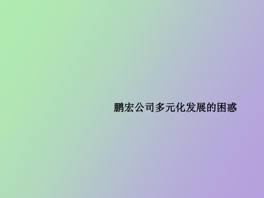 鹏宏公司多元化发展的困惑_第1页