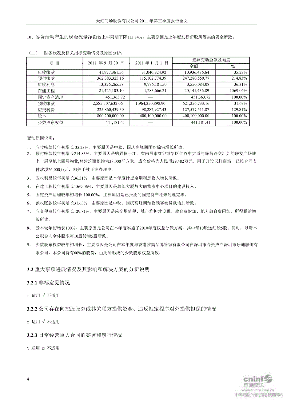 天虹商场：第三季度报告全文_第4页