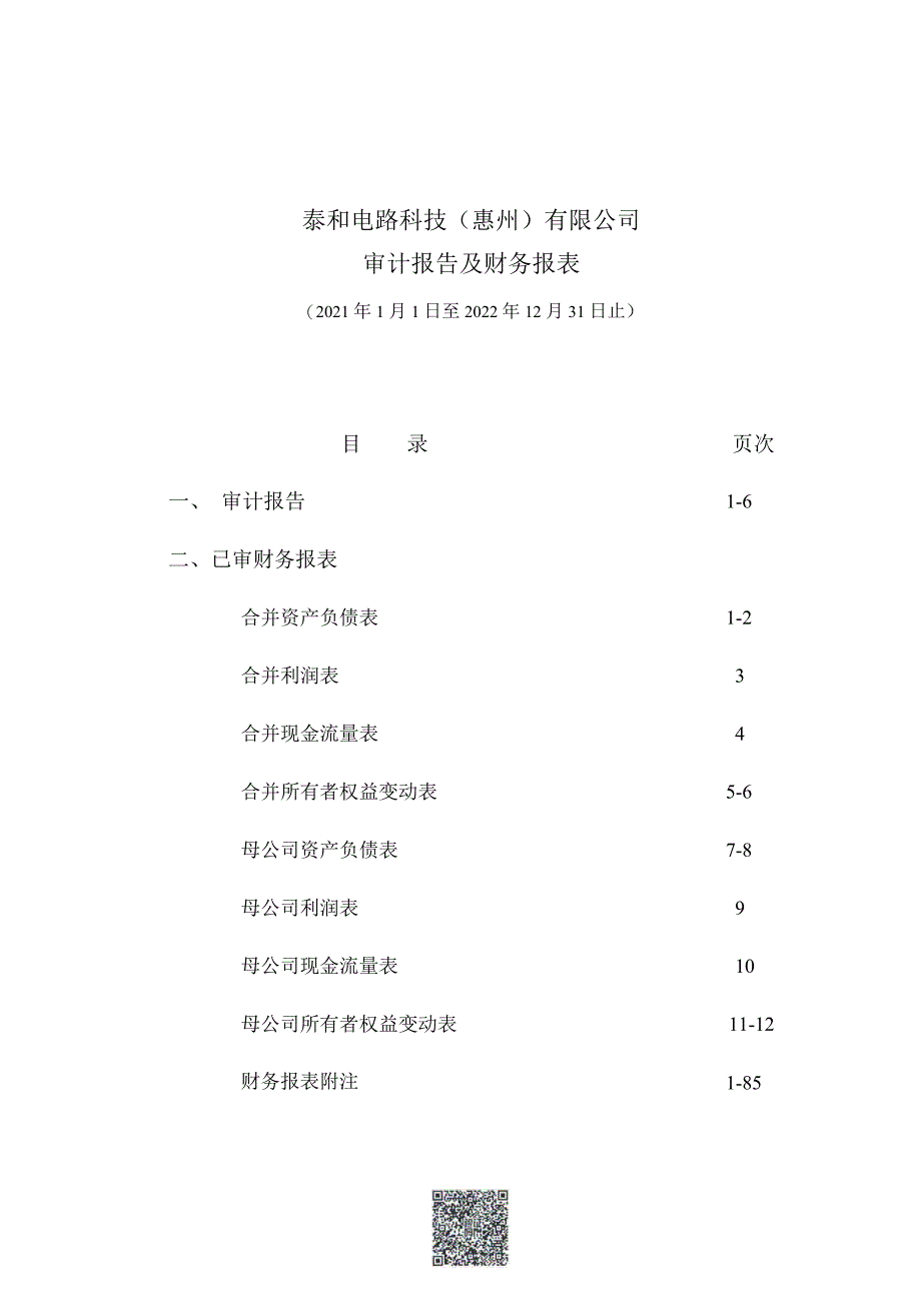 泰和电路科技（惠州）有限公司审计报告_第2页