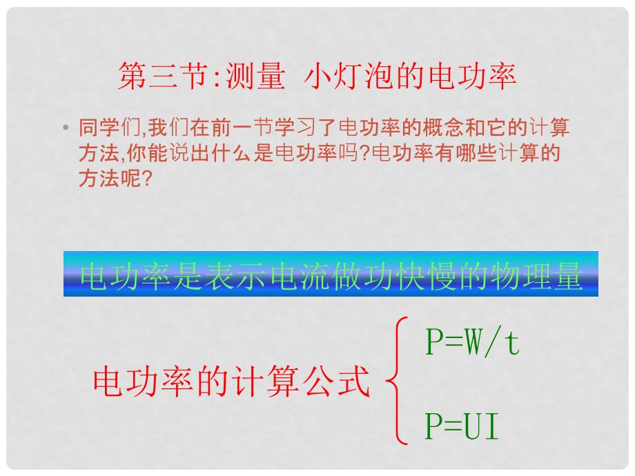 山东省滨州市邹平实验中学八年级物理下册 8.3.5 测量小灯泡的电功率课件 人教新课标版_第2页