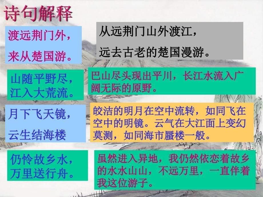 鲁教版语文七下渡荆门送别课件_第5页