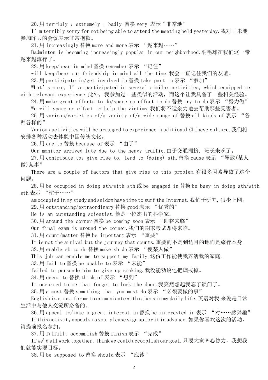 高中英语高考作文词汇升级示范（共50组）_第2页