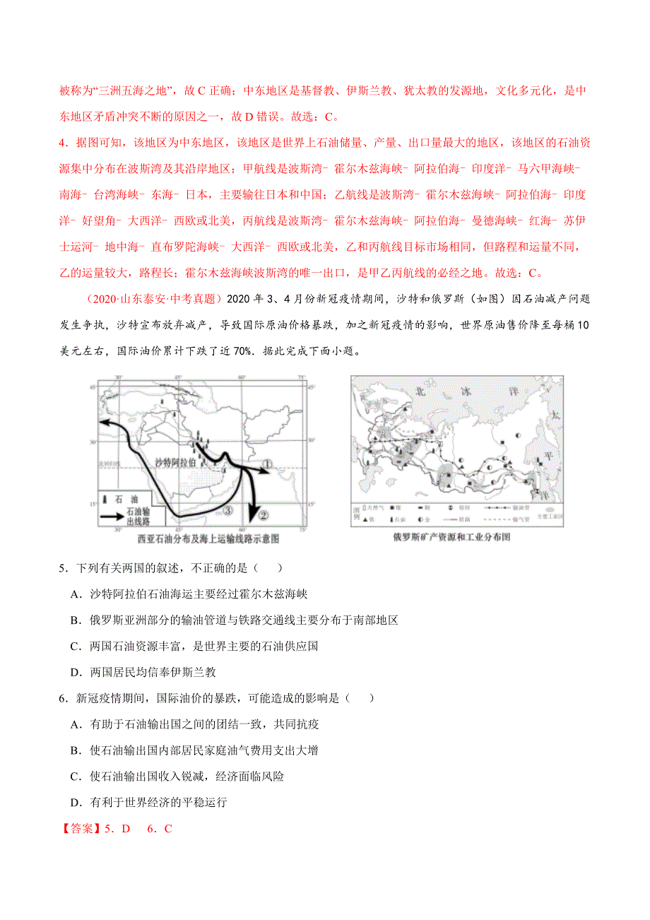 专题08 东半球其他的地区和国家（解析版）-中考地理备考复习重点资料归纳汇总_第4页