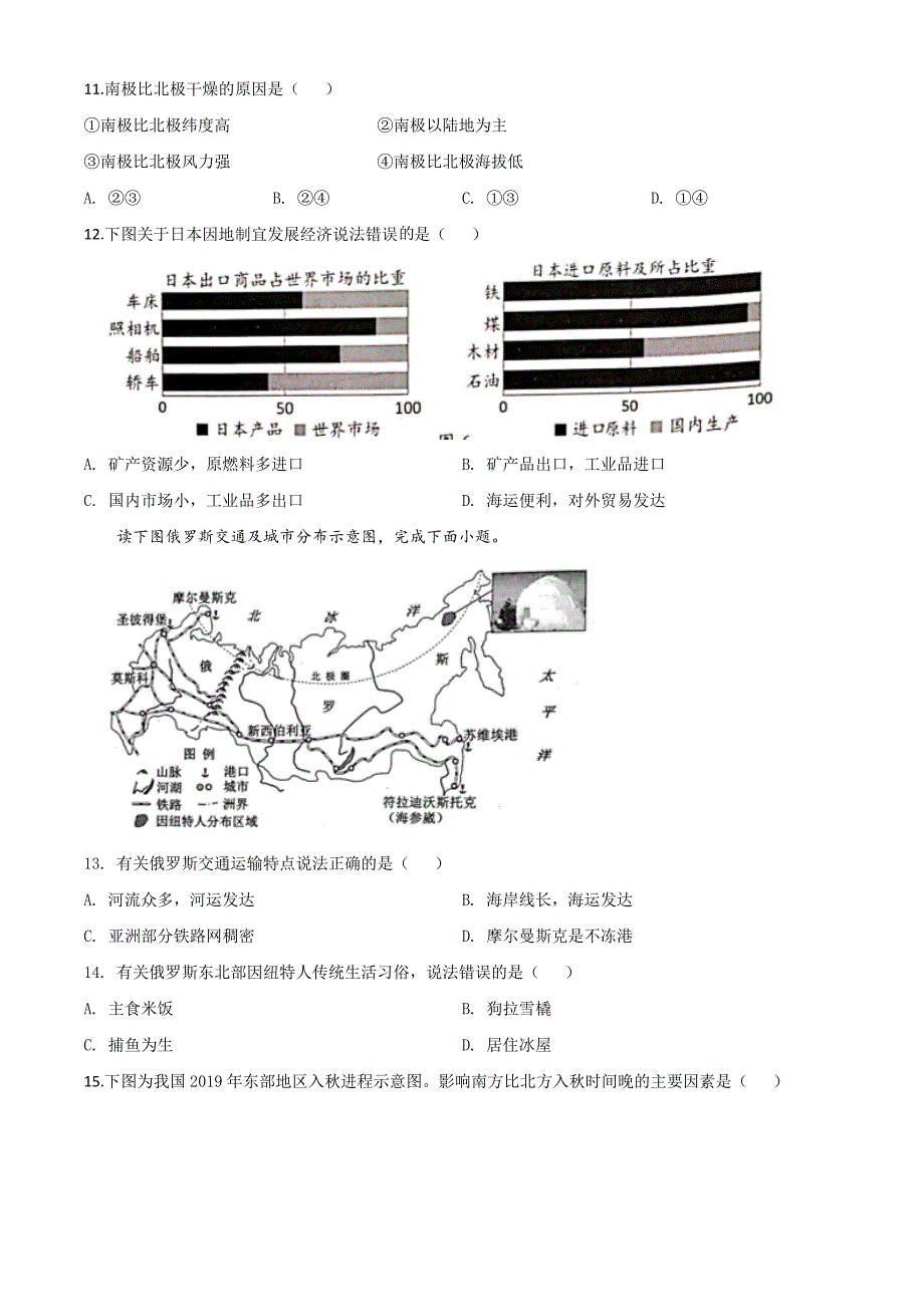 精品解析：云南省昆明市2020年中考地理试题（原卷版）-中考地理备考复习重点资料归纳汇总_第4页