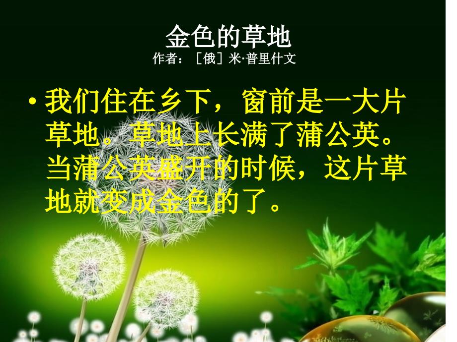 金色的草地微型小课生字教学.ppt_第2页