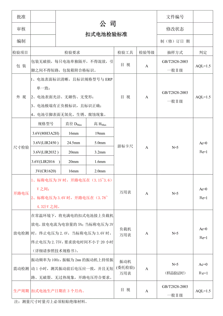 扣式电池检验标准_第1页