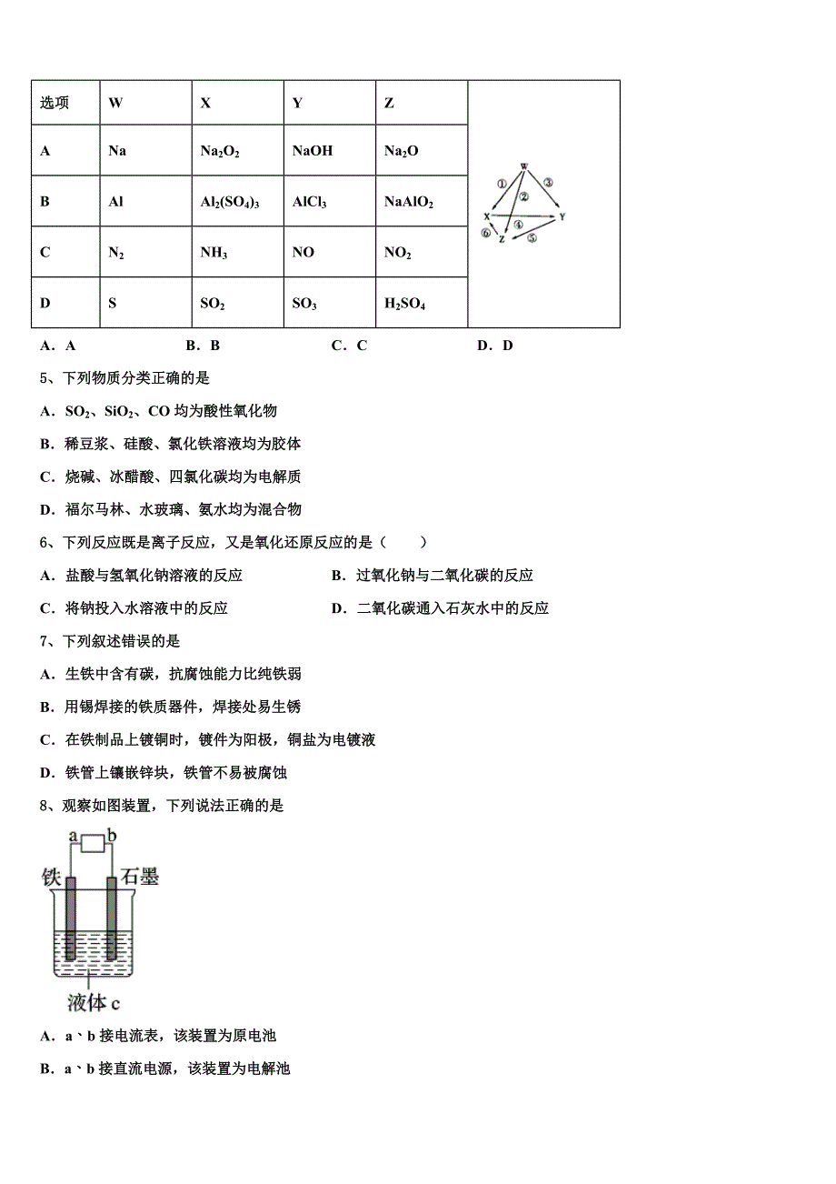 福建省漳浦达志中学2024学年高三化学第一学期期中复习检测试题（含解析）_第2页