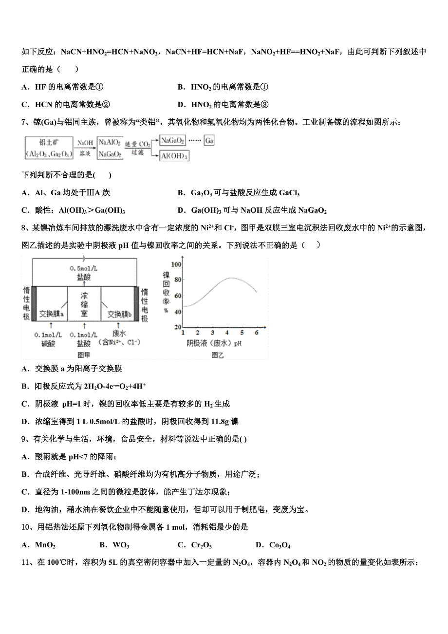 山西省忻州高级中学2024学年高三化学第一学期期中学业水平测试模拟试题（含解析）_第2页