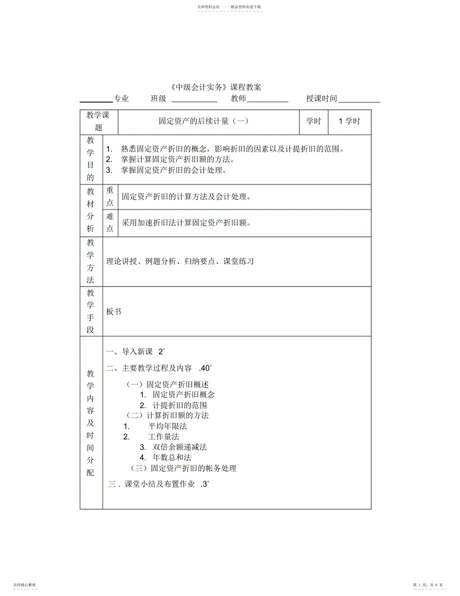 2022年2022年固定资产的后续计量教案_第1页