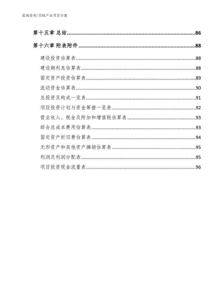 羽绒产品项目方案模板范本_第5页