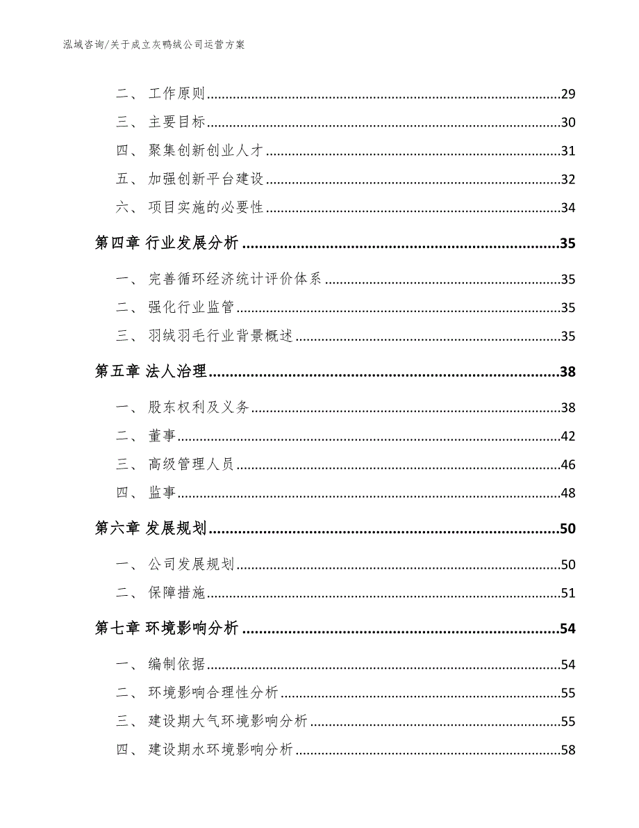 关于成立灰鸭绒公司运营方案_参考范文_第3页