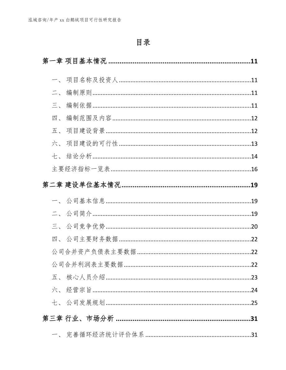 年产xx白鹅绒项目可行性研究报告【范文模板】_第5页