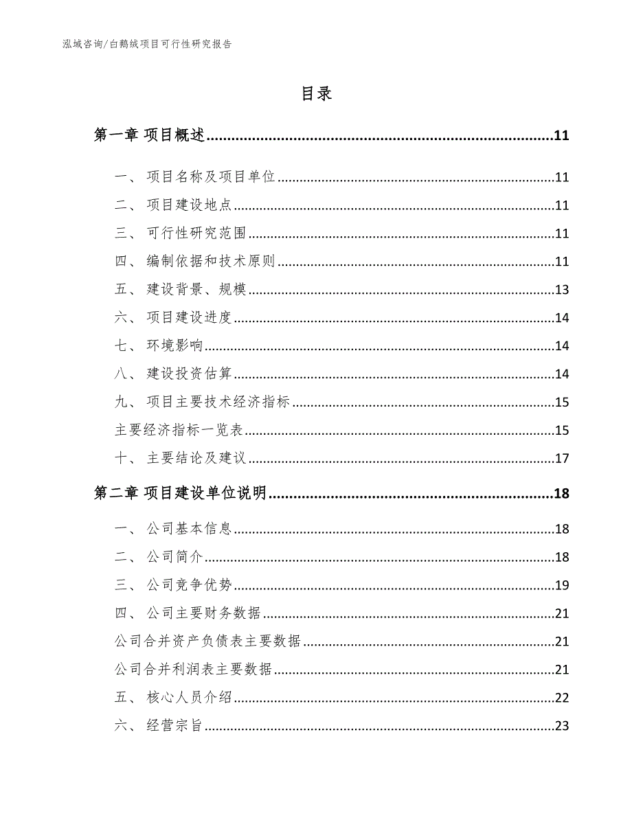 白鹅绒项目可行性研究报告_范文模板_第2页