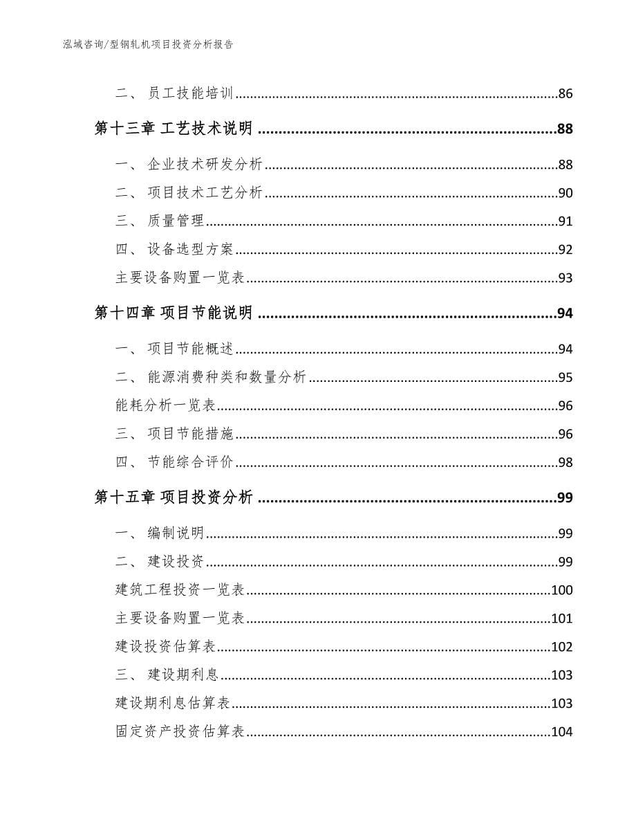 型钢轧机项目投资分析报告_参考模板_第5页