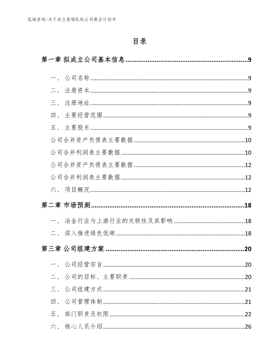 关于成立型钢轧机公司商业计划书模板参考_第2页