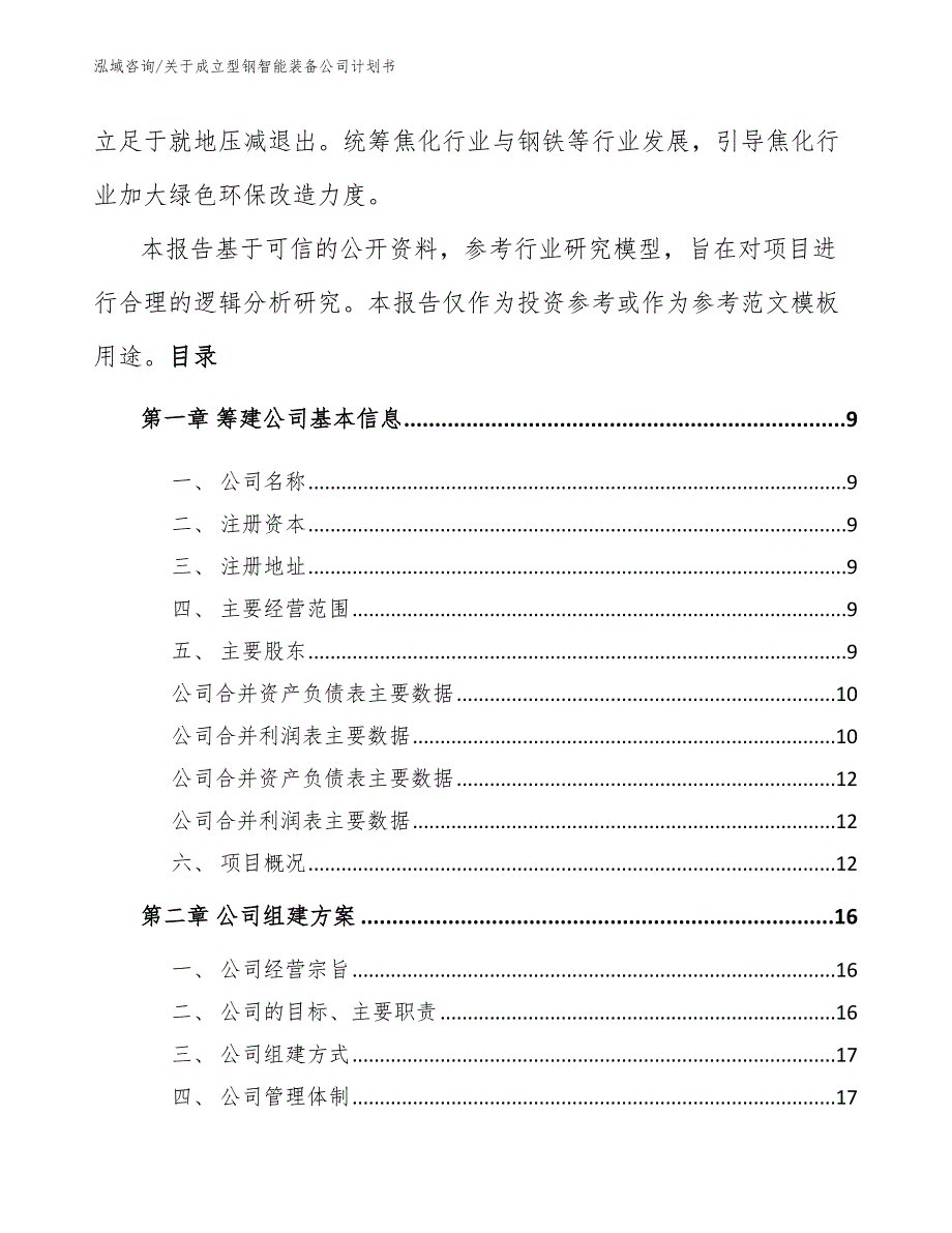 关于成立型钢智能装备公司计划书（模板参考）_第3页