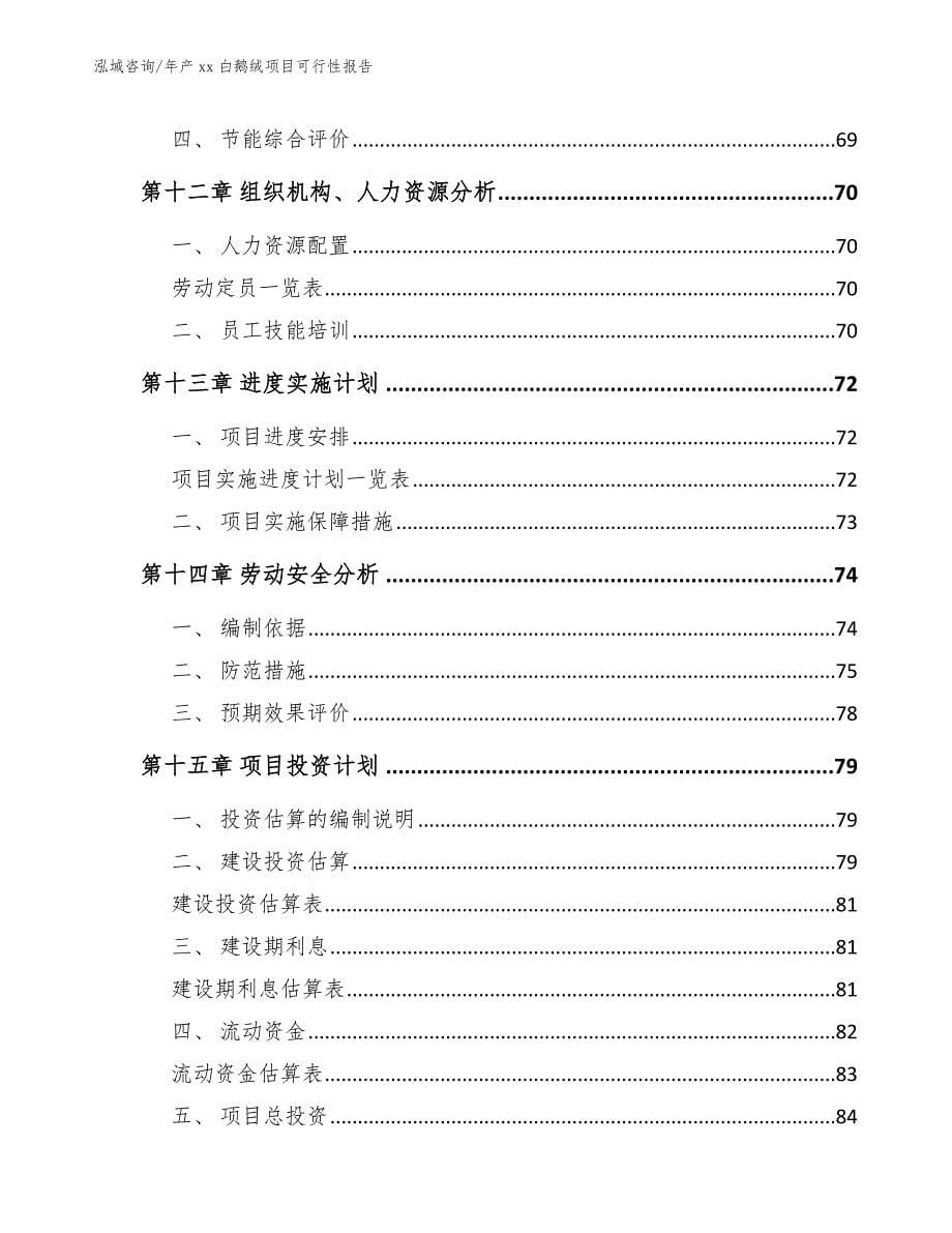 年产xx白鹅绒项目可行性报告_范文_第5页