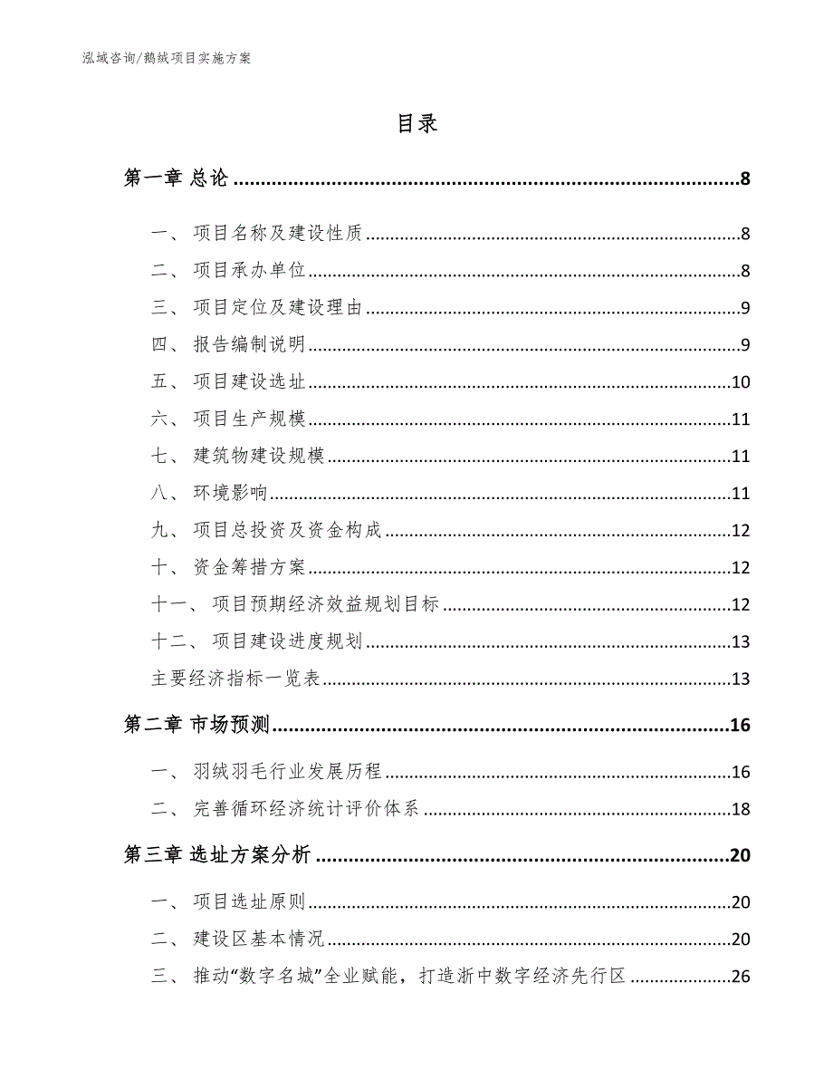 鹅绒项目实施方案范文模板_第1页