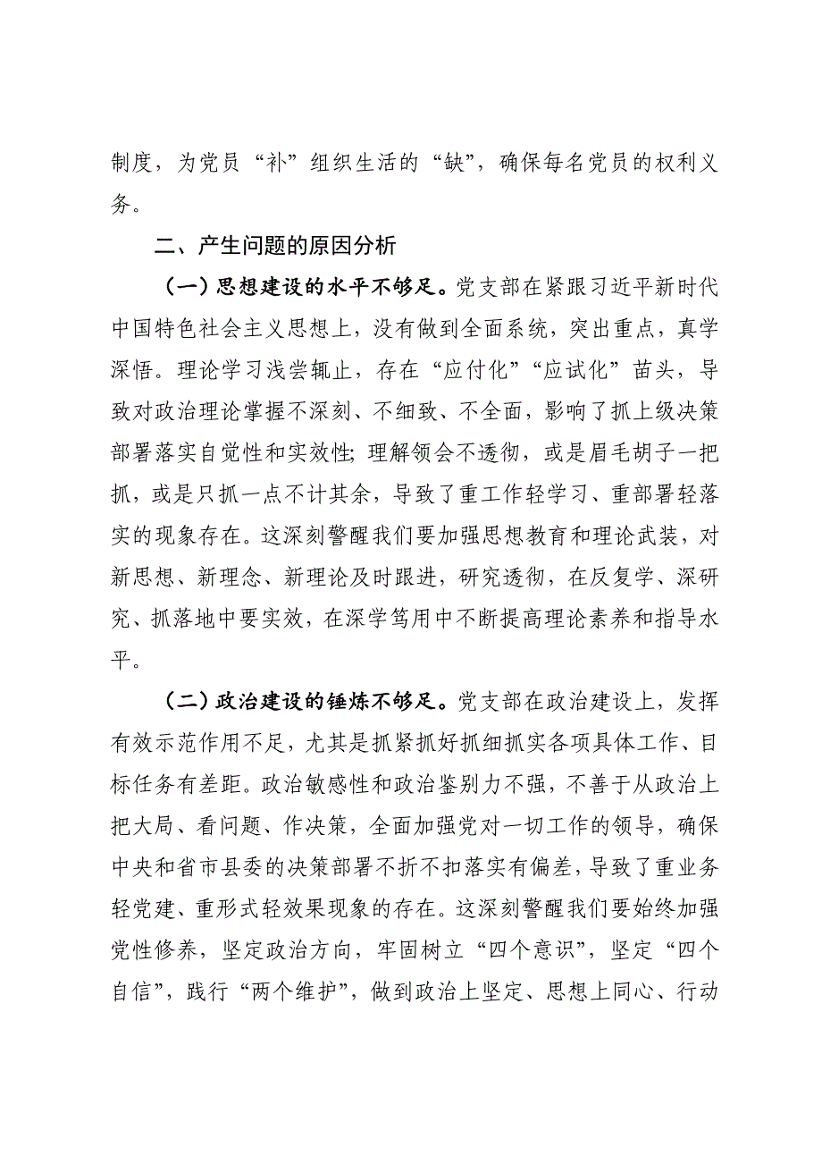 2022年度组织会支部班子对照检查材料1_第3页