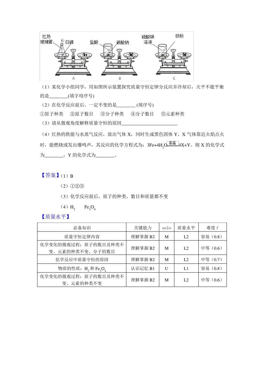 初中九年级化学质量守恒定律(第1课时)作业_第5页