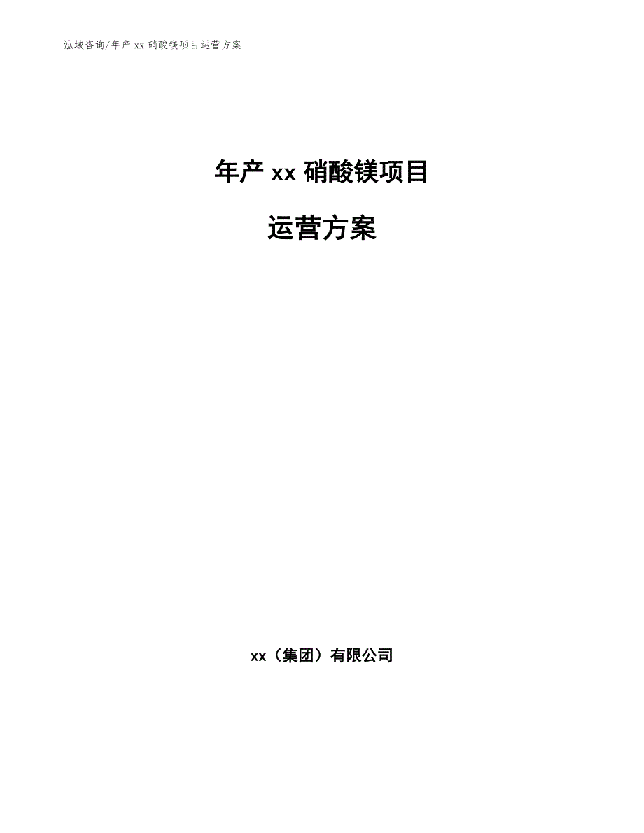 年产xx硝酸镁项目运营方案模板参考_第1页