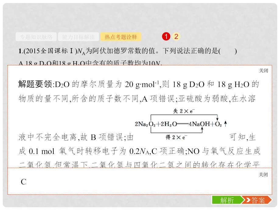 高考化学二轮复习 专题能力训练1 化学常用计量（含15年高考题）课件_第4页