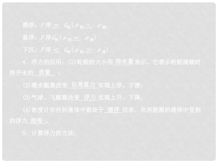 中考物理 第八部分浮力复习课件 人教新课标版_第4页