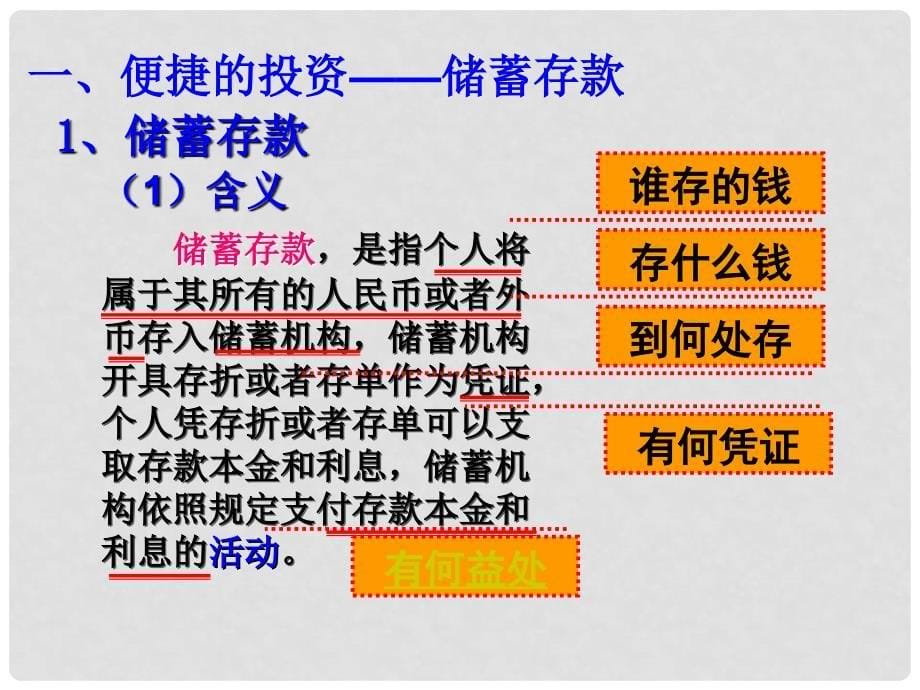 湖南省怀化市溆浦县江维中学高中政治 储蓄存款和商业银行课件_第5页