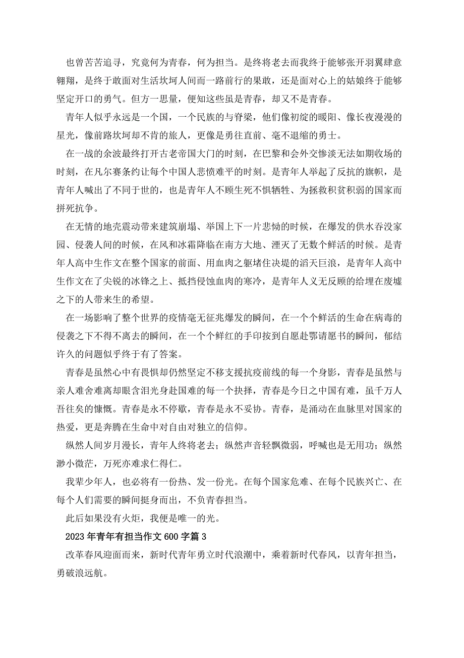 2023年青年有担当作文600字_第2页