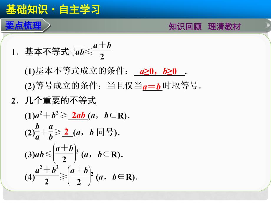 高考数学总复习 第七章 7.2基本不等式课件 理 北师大版_第2页