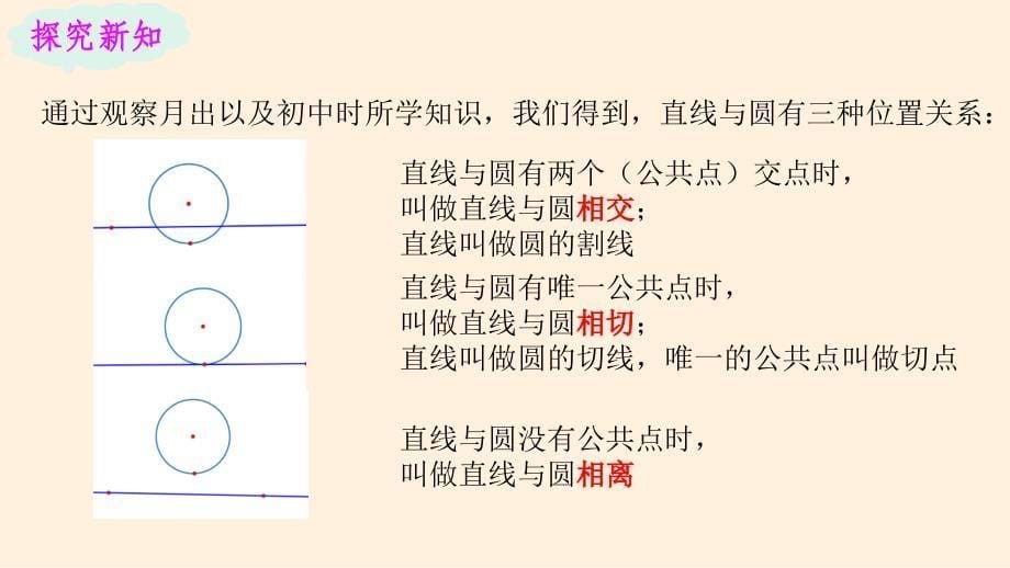 【高中数学】直线与圆的位置关系（第一课时） 高二上学期数学人教A版（2019）选择性必修第一册_第5页