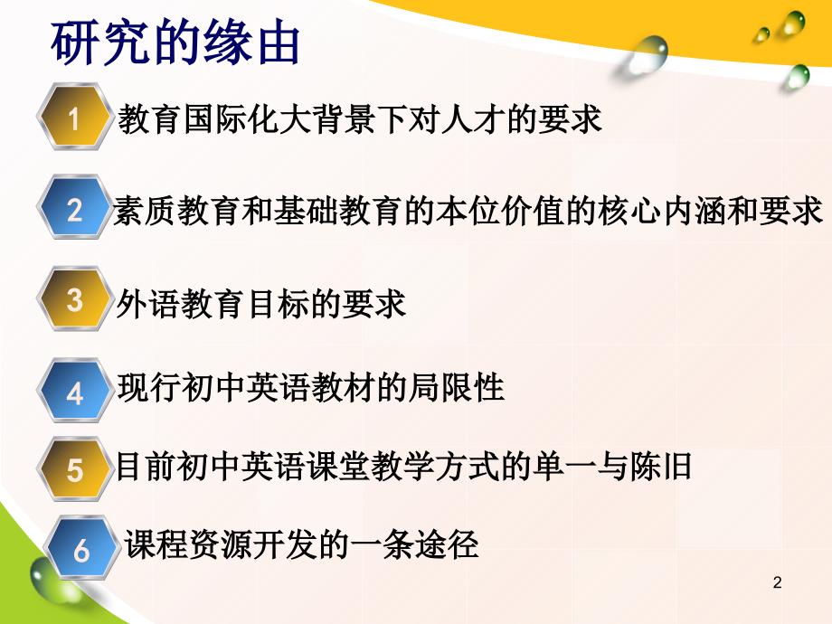 多元目标理念下的篇章辅助式初中英语教学模式研究课堂PPT_第2页