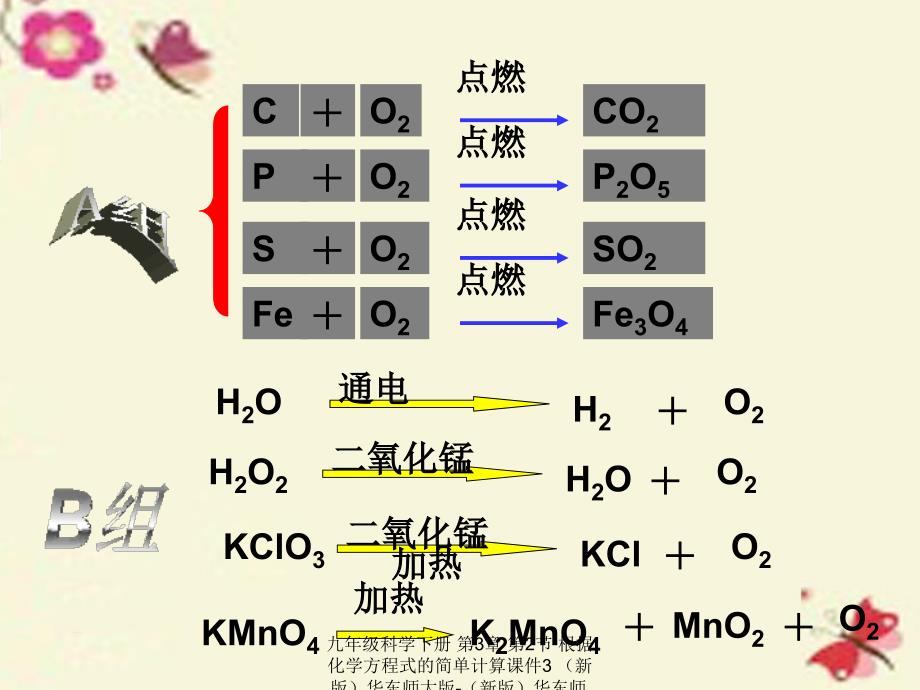 最新九年级科学下册第3章第2节根据化学方程式的简单计算课件3新版华东师大版新版华东师大级下册自然科学课件_第2页