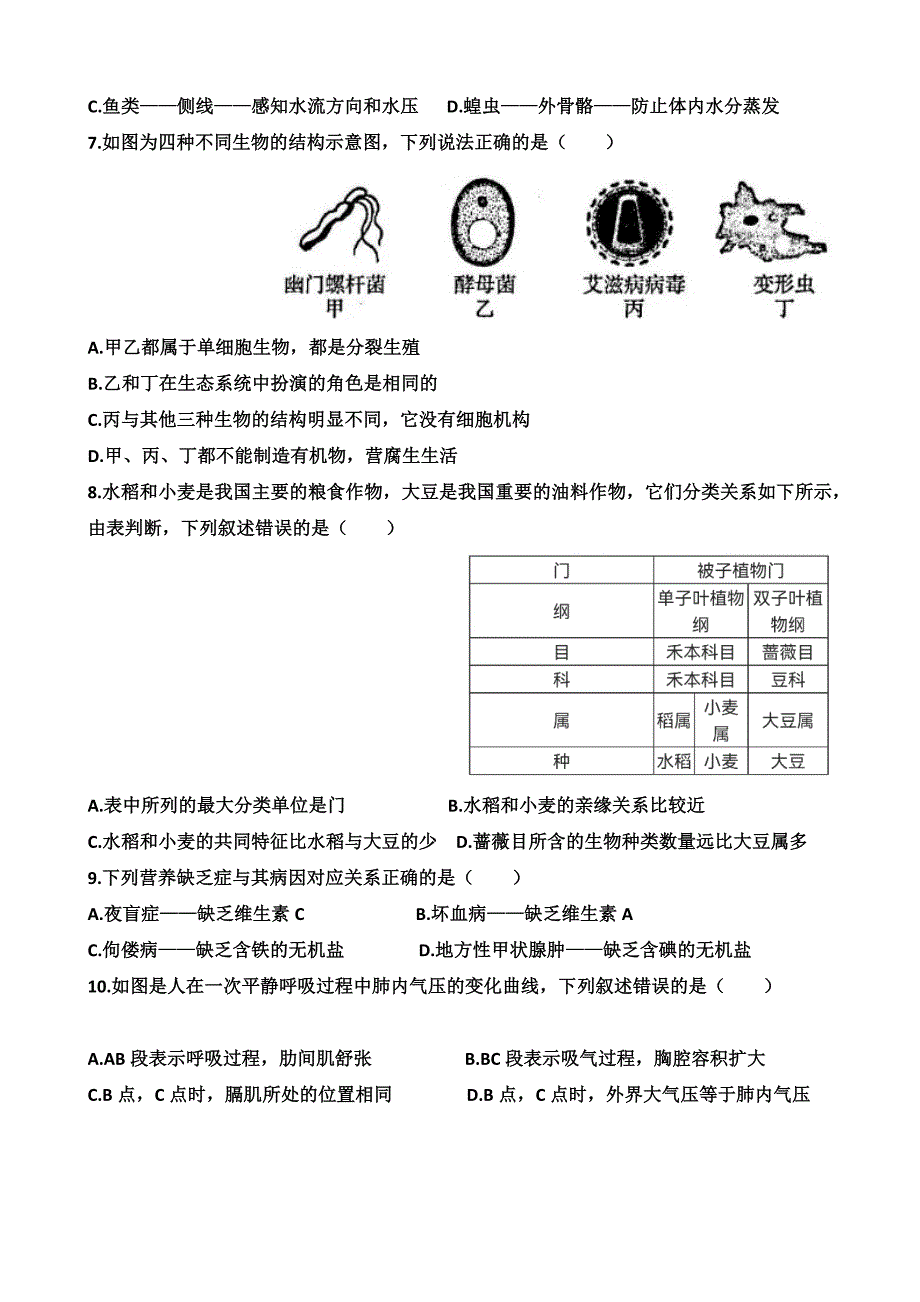 2023年山东省济南市天桥区八年级生物会考三模考试试题（含答案）_第2页