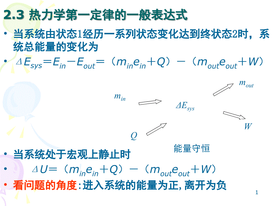 第三讲闭口、开口系统能量方程及例题_第1页