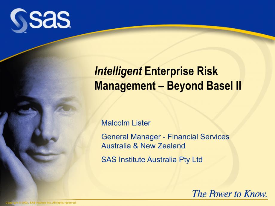 SasIntelligent Enterprise Risk ManagementBeyond Basel Ii15 Oct 02_第1页