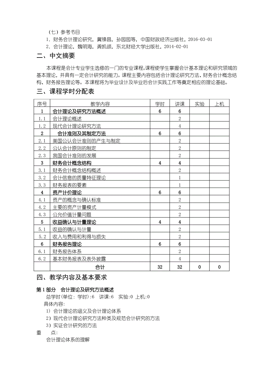 会计专业教学大纲会计理论_第2页