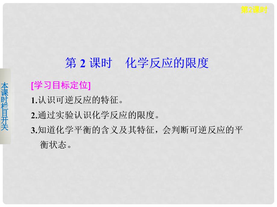 高中化学 2.1.2 化学反应的限度课件 苏教版必修2_第1页