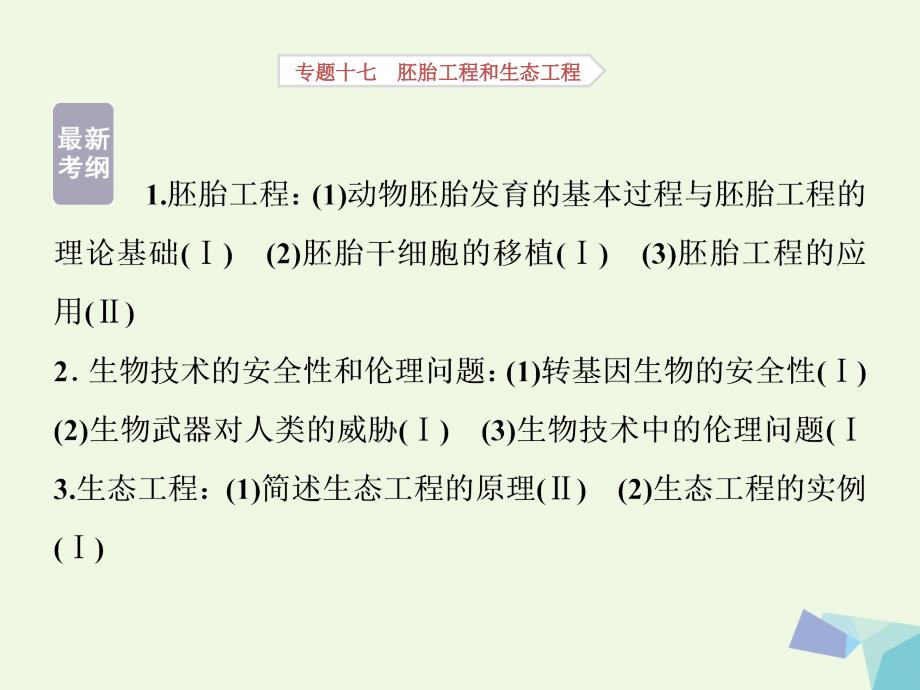 2017高考生物考前冲刺复习第1部分专题突破方略专题十七胚胎工程和生态工程课件_第2页