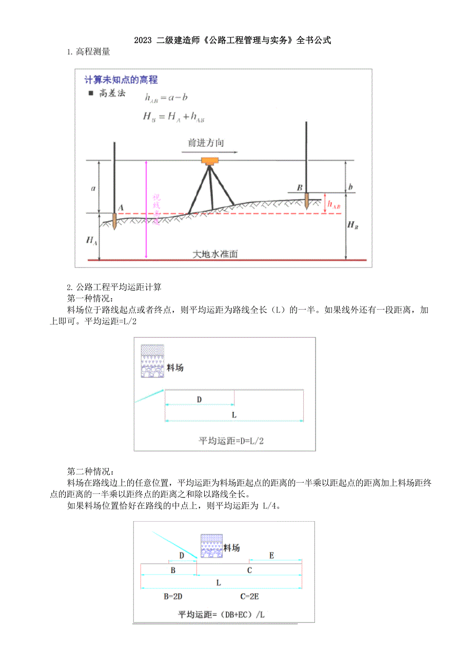 2023二级建造师公路管理建筑市政水利公式汇总_第1页