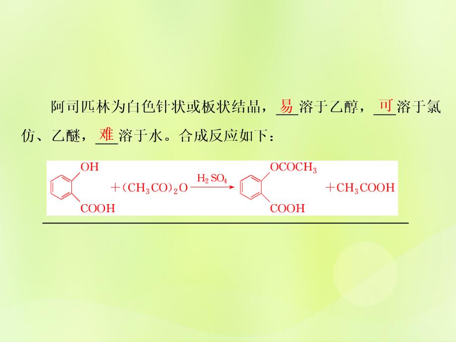 高中化学专题7物质的制备与合成课题2阿司匹林的合成课件苏教选修6_第4页