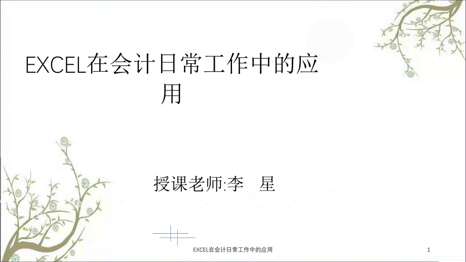 EXCEL在会计日常工作中的应用课件_第1页