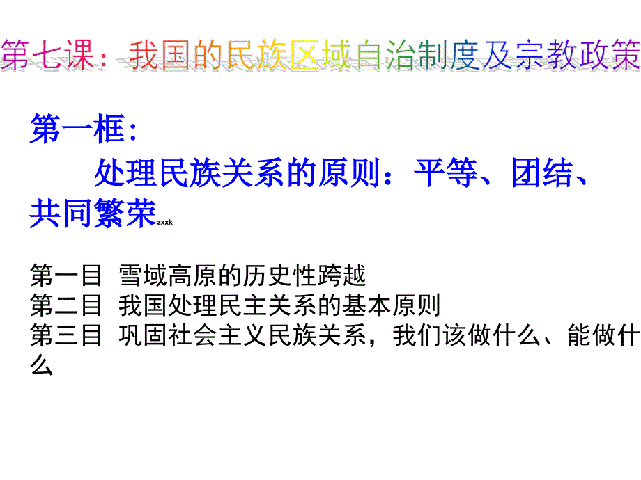 最新处理民族关系的原则平等团结共同繁荣课件_第1页