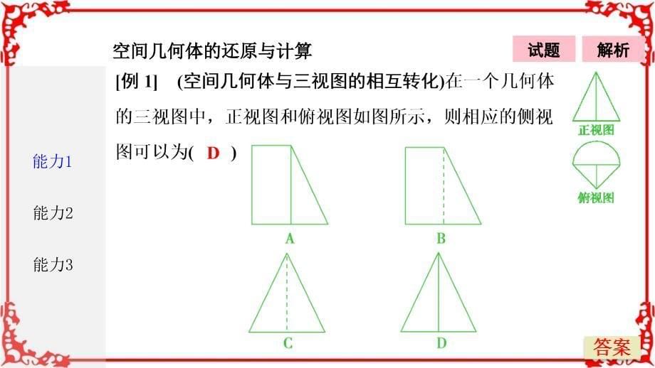 优化探究高三数学理高考二轮复习书讲解课件第三部分专题一空间想象能力_第5页