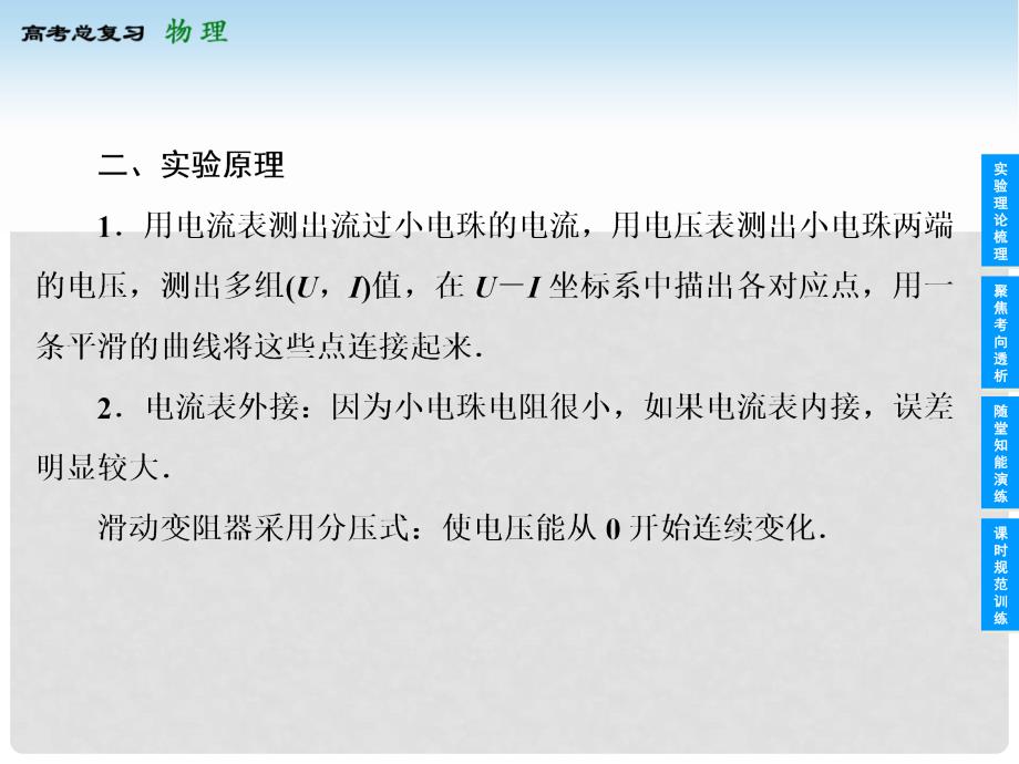 上海市高考物理总复习 74 实验(八)描绘小电珠的伏安特性曲线课件_第3页