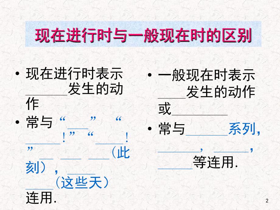 一般现在时和现在进行时的区别ppt课件_第2页