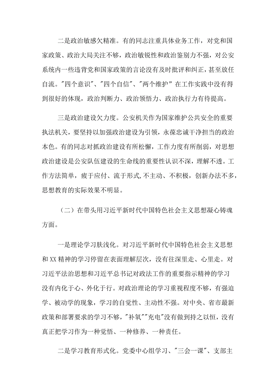 市公安局班子带头对照检查材料_第2页